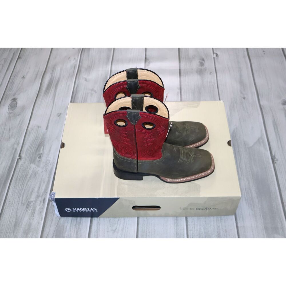 NEW Justin Show Stopper 11” Cowboy Boots Square Toe Red Leather FN7120 Mens 10D - Picture 6 of 13